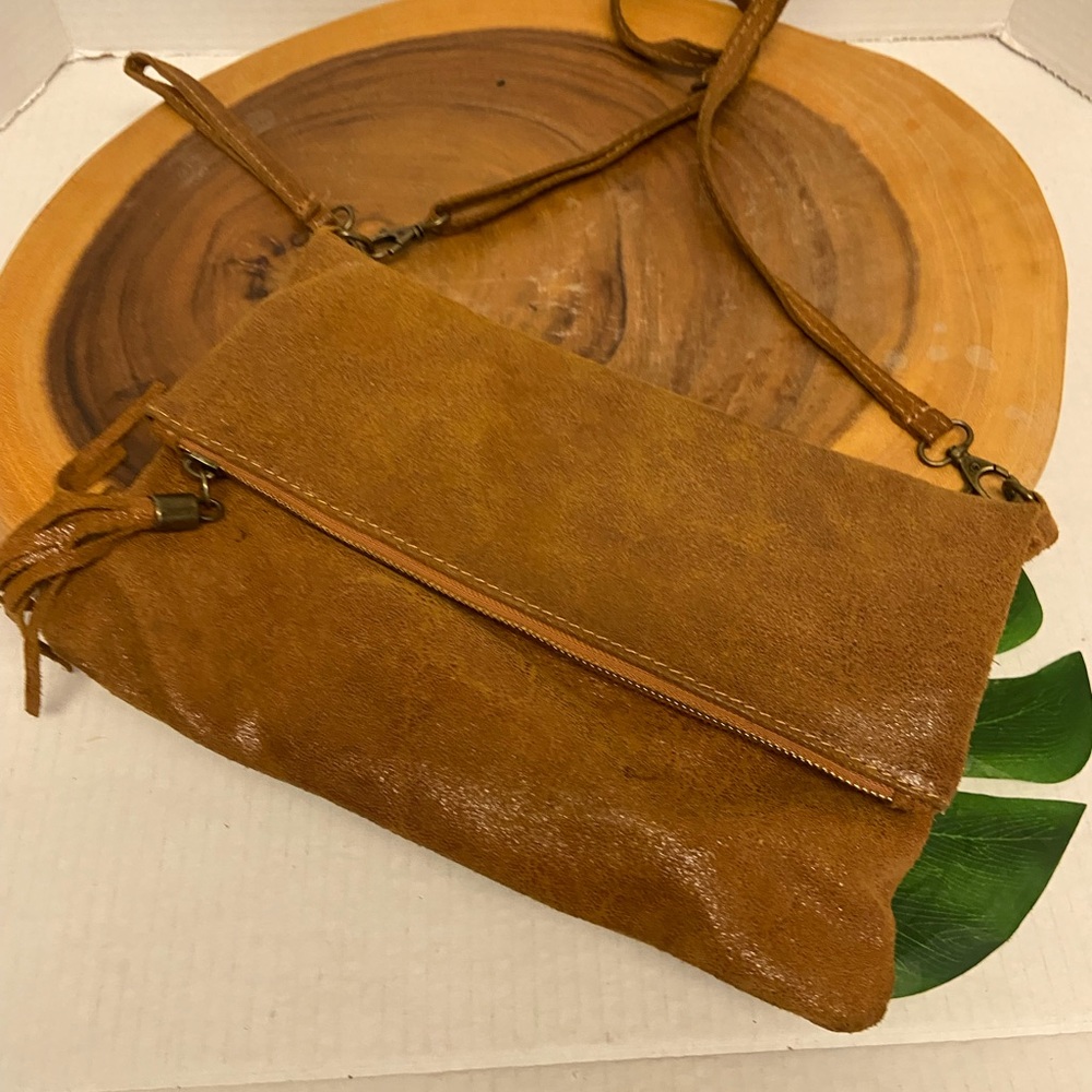 Genuine Leather Convertible Wristlet or Shoulder Bag Unbranded